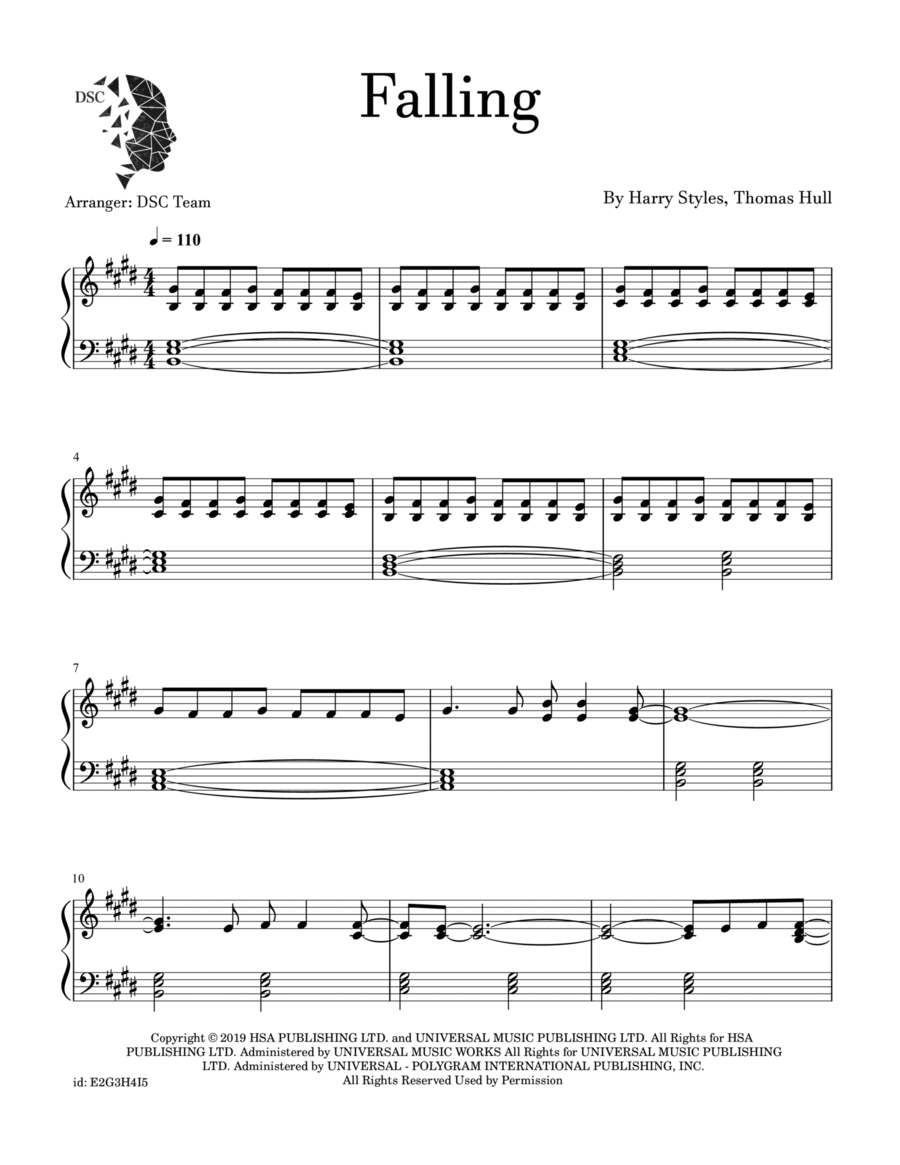 Falling Piano Solo scores gallery preview page 1