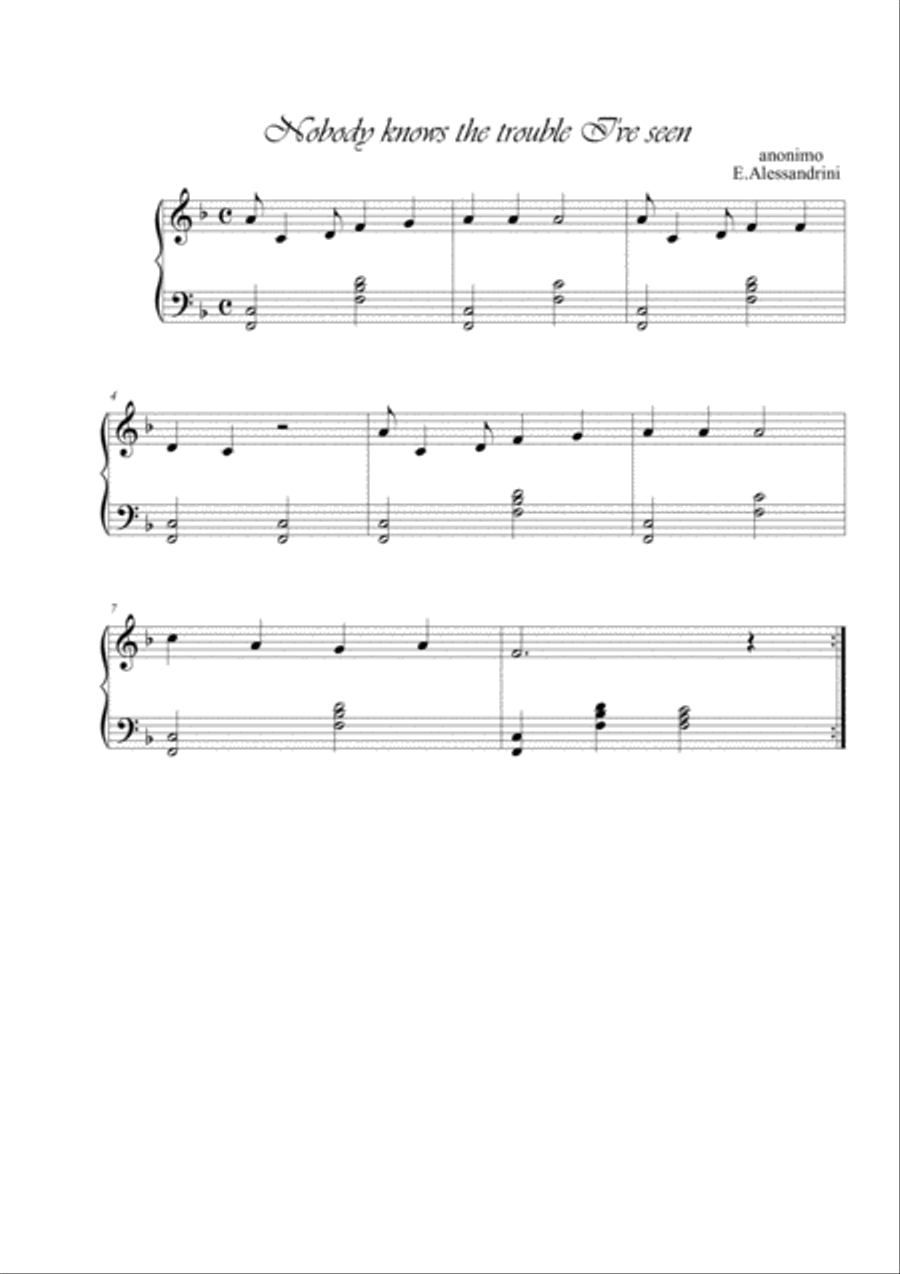 Nobody knows Easy Piano scores gallery preview page 1