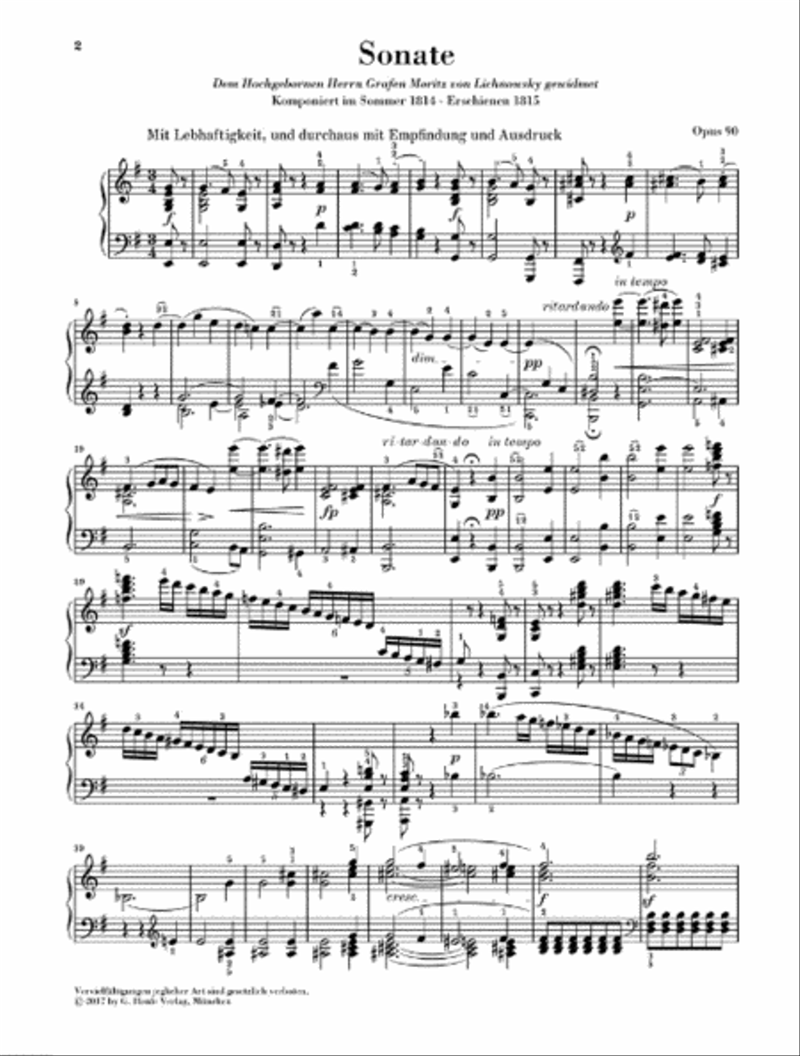 Piano Sonata No. 27 in E Minor, Op. 90 Piano Solo scores gallery preview page 2