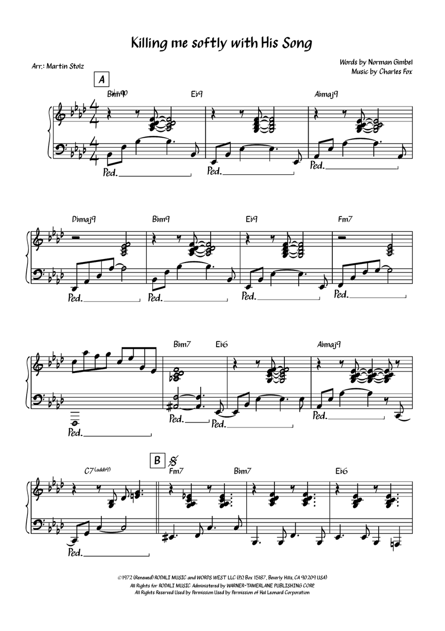 Killing Me Softly With His Song Alto Saxophone scores gallery preview page 4