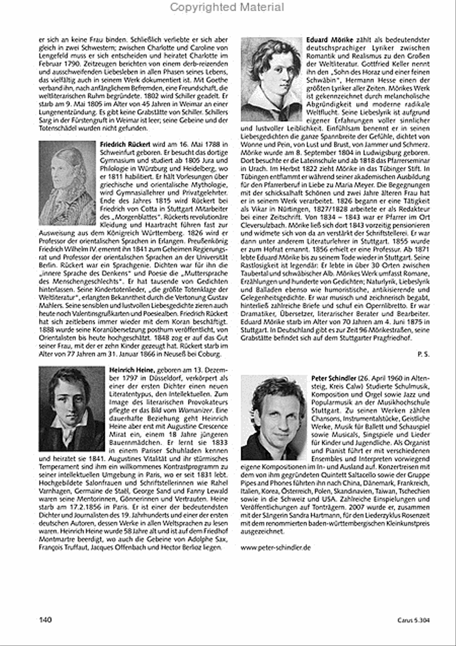 Schindler: Rosenzeit. Ein Liederzyklus uber die Liebe. Chansons fur Singstimme und Klavier Piano scores gallery preview page 141