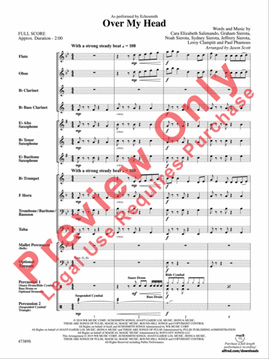 Over My Head Concert Band scores gallery preview page 4