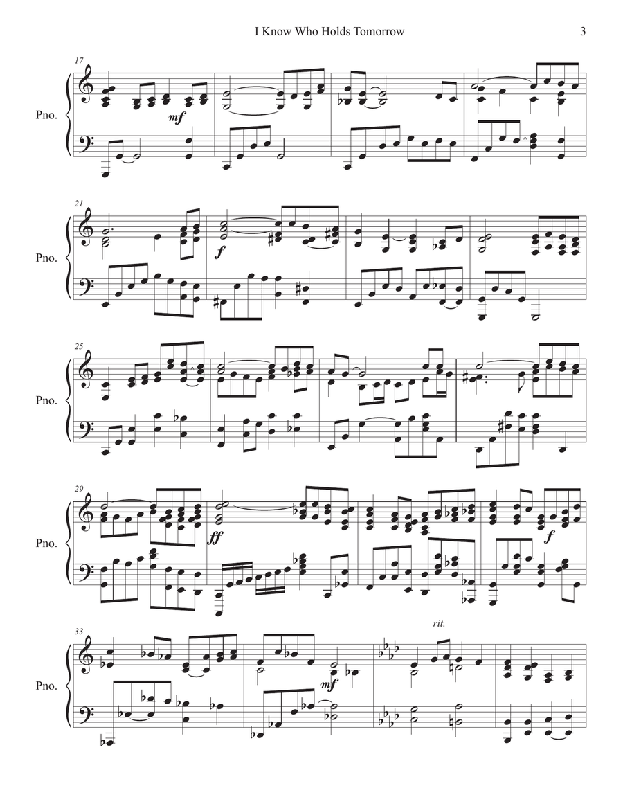 I Know Who Holds Tomorrow Piano Solo scores gallery preview page 3
