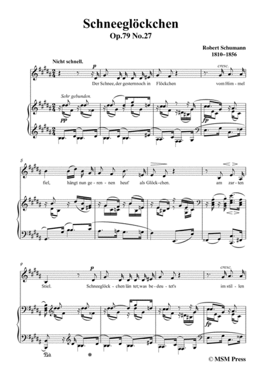 Schumann-Schneeglöckchen,in B Major,Op.79,No.27,for Voice and Piano image number null