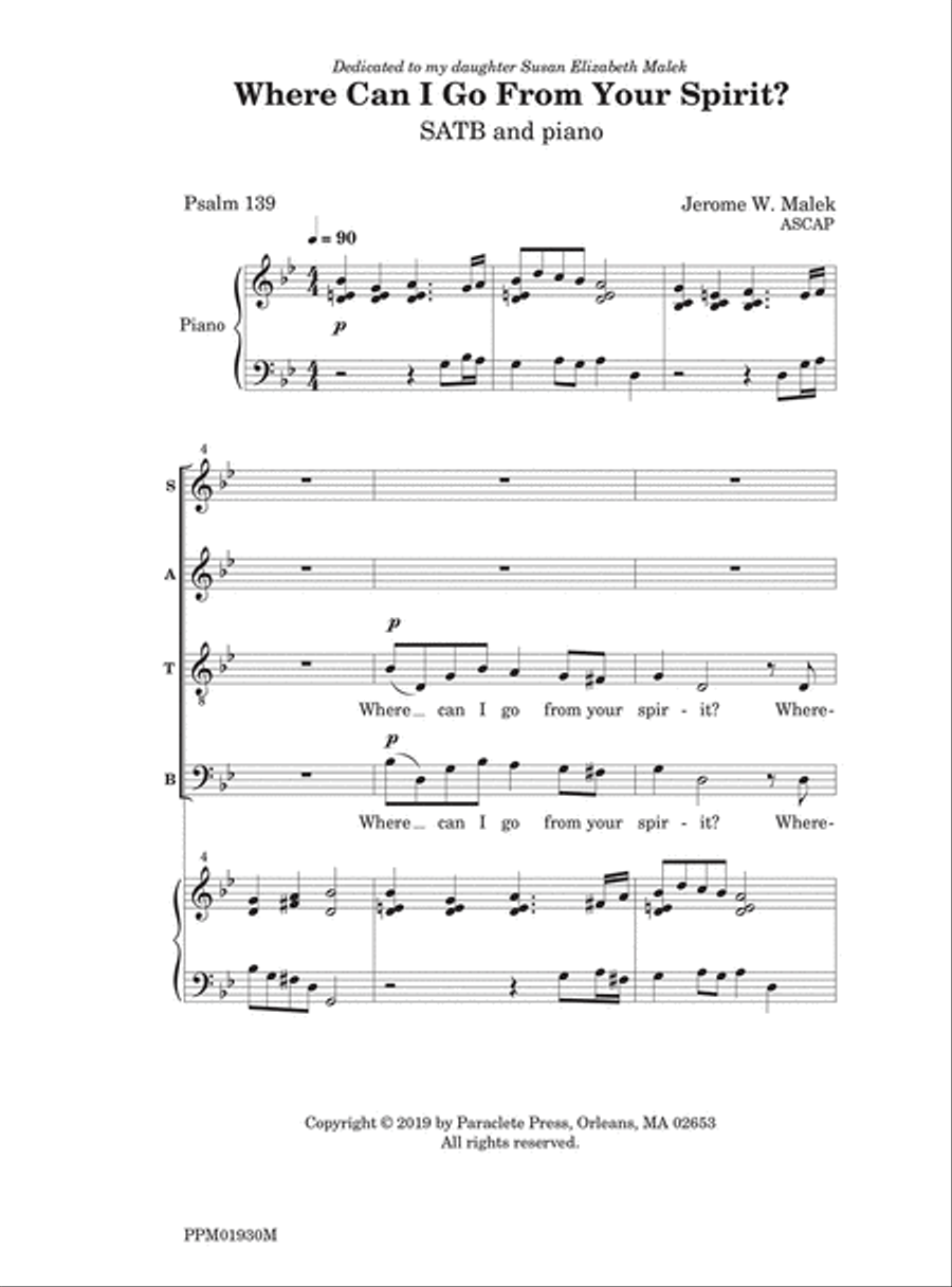 Where Can I Go From Your Spirit? 4-Part scores gallery preview page 1