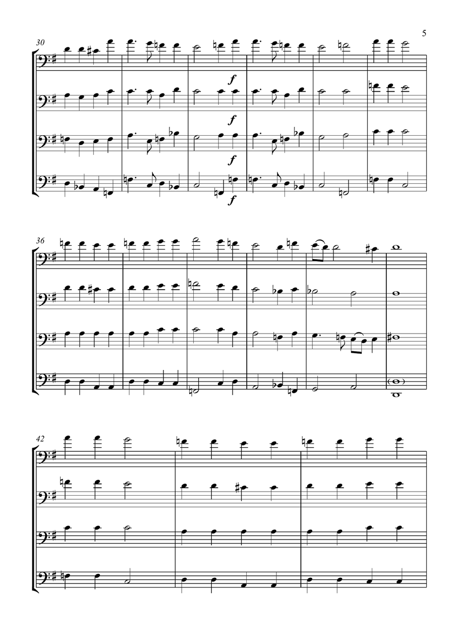 Bassoon Quartet - No Hassle Hassler Woodwind Quartet scores gallery preview page 5