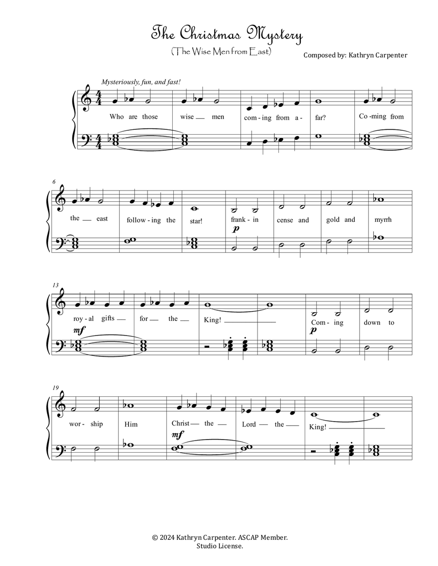 The Christmas Mystery (Wise Men from the East) Easy Piano & Voice Piano, Vocal scores gallery preview page 1