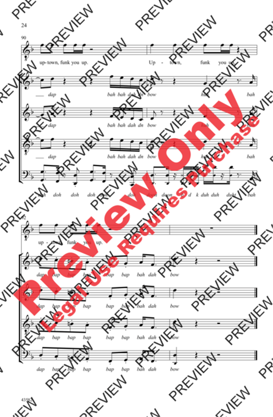 Uptown Funk 4-Part scores gallery preview page 24