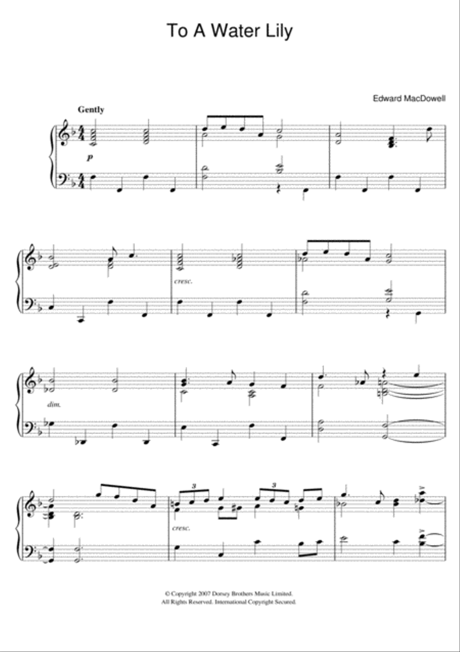 To A Water Lily Easy Piano scores gallery preview page 1
