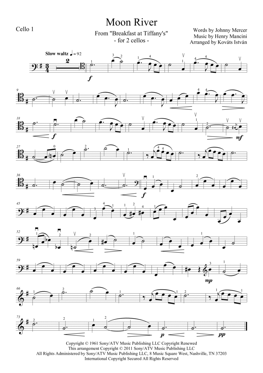 Moon River String Duet scores gallery preview page 1