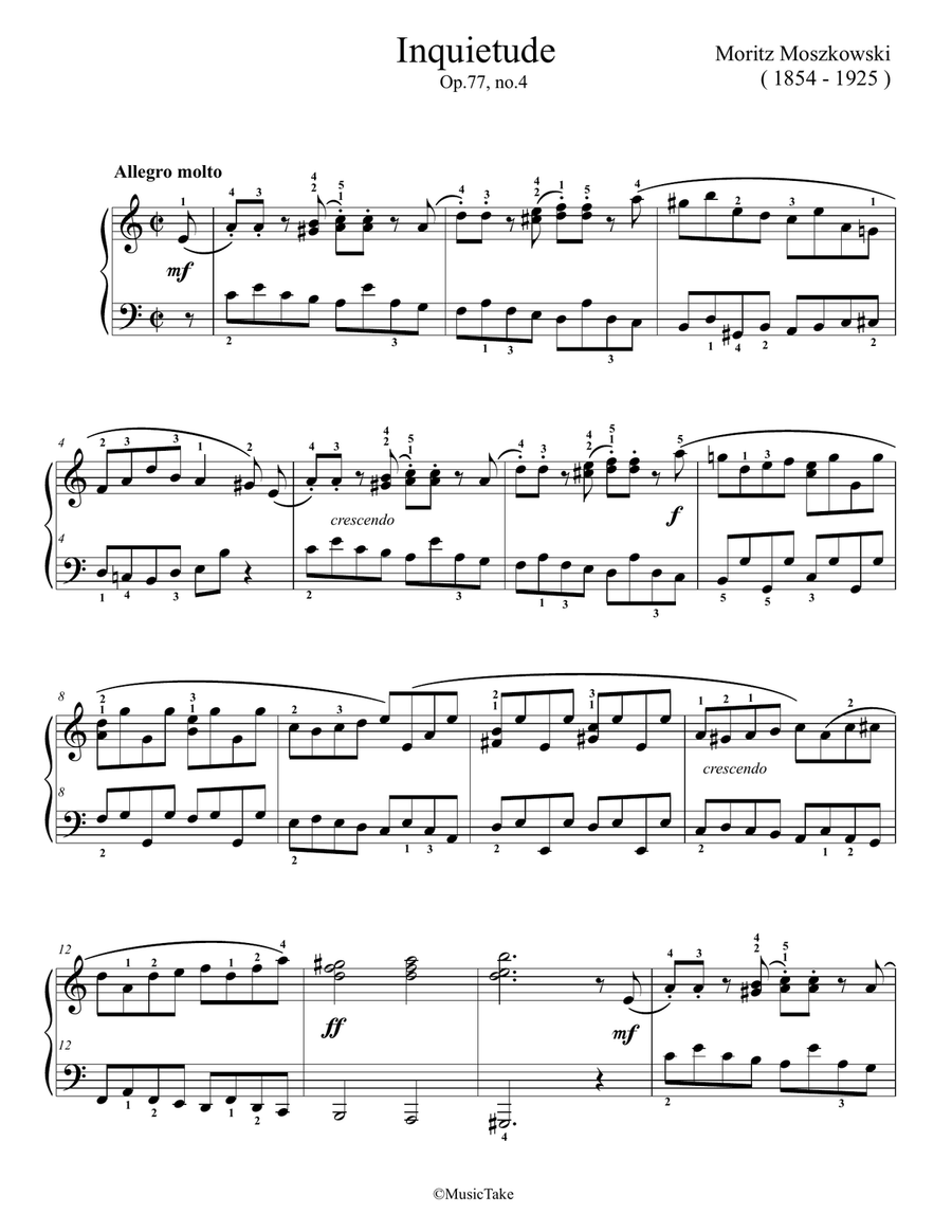 Moszkowski Inquietude Op.77, No.4 Piano Method scores gallery preview page 1
