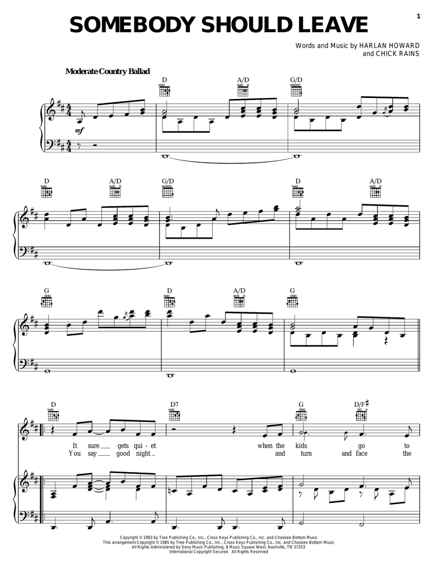 Somebody Should Leave Piano, Vocal, Guitar scores gallery preview page 1