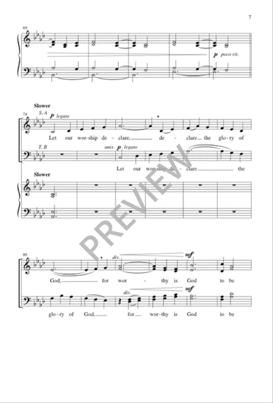 Worthy Is God to Be Praised 4-Part scores gallery preview page 7