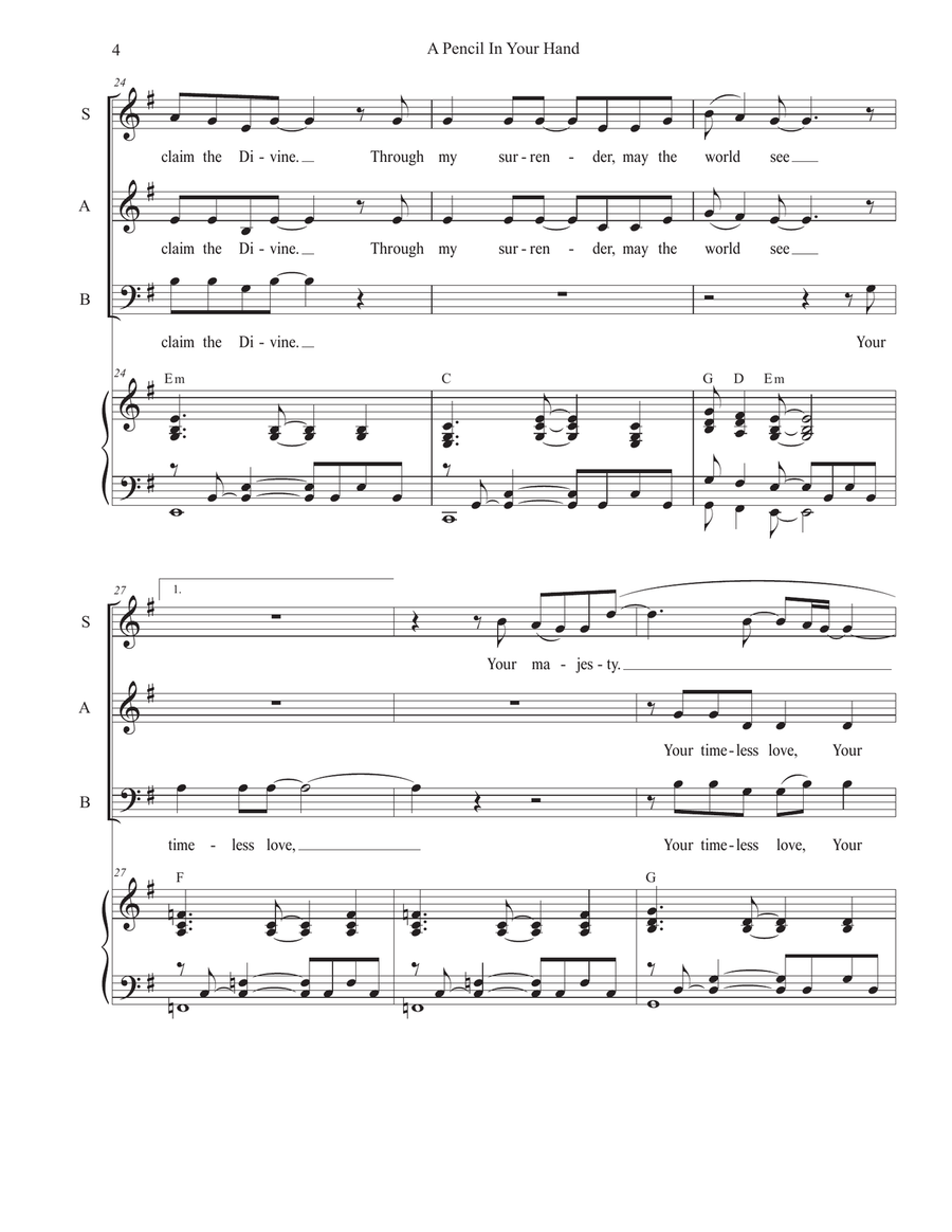 A Pencil In Your Hand (SAB) 3-Part scores gallery preview page 4