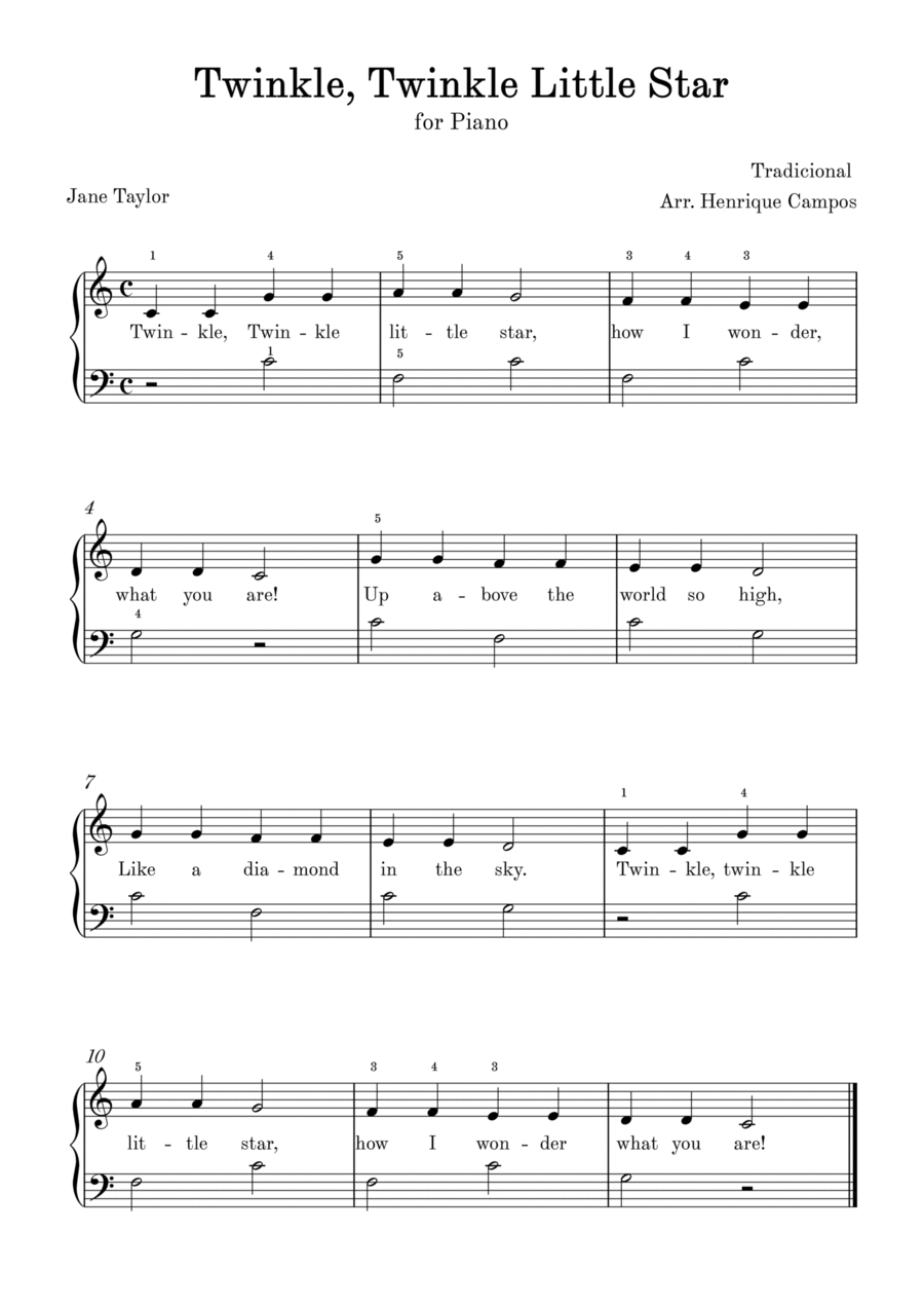 Twinkle Twinkle Little Star Easy Piano scores gallery preview page 1