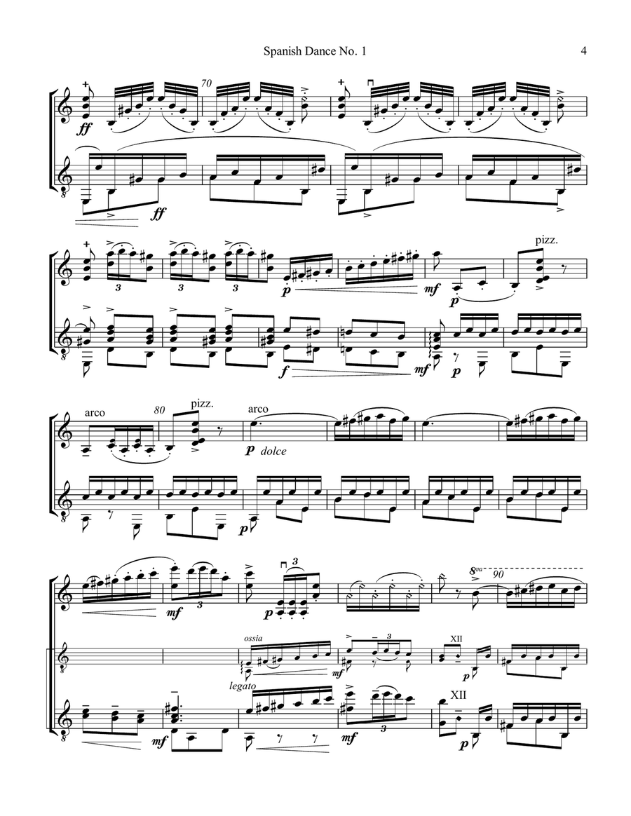 Spanish Dance No. 1, Danza from La vida breve for violin and guitar String Duet scores gallery preview page 5