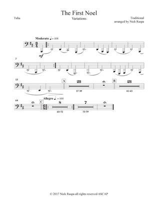 The First Noel (Variations for Full Orchestra) Tuba part