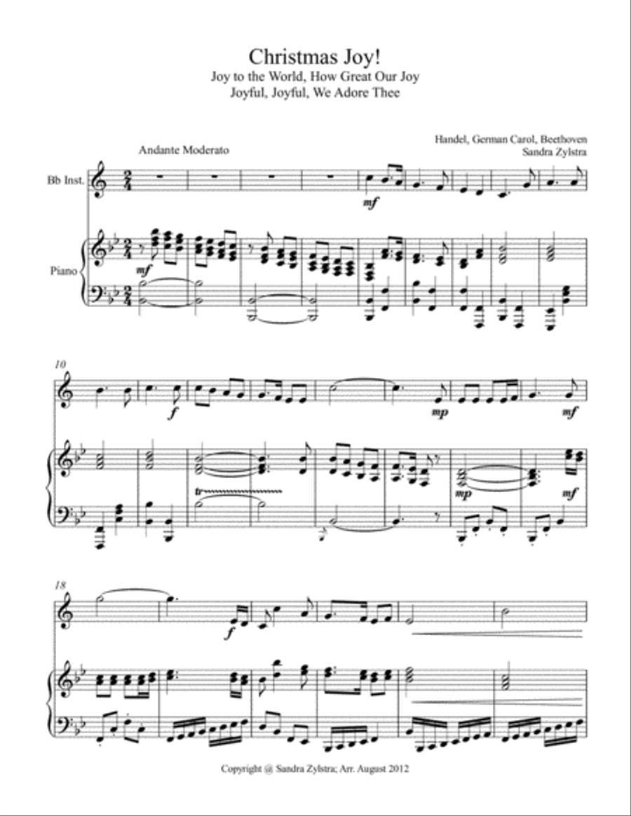 Christmas Joy! (treble Bb instrument solo) Piano scores gallery preview page 2