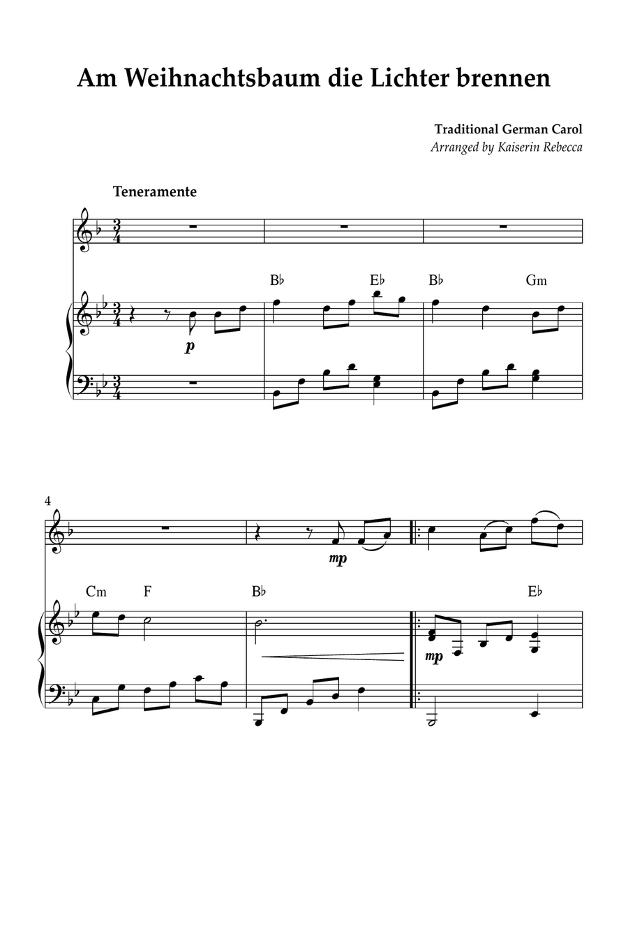 Am Weihnachtsbaum die Lichter brennen Piano scores gallery preview page 1