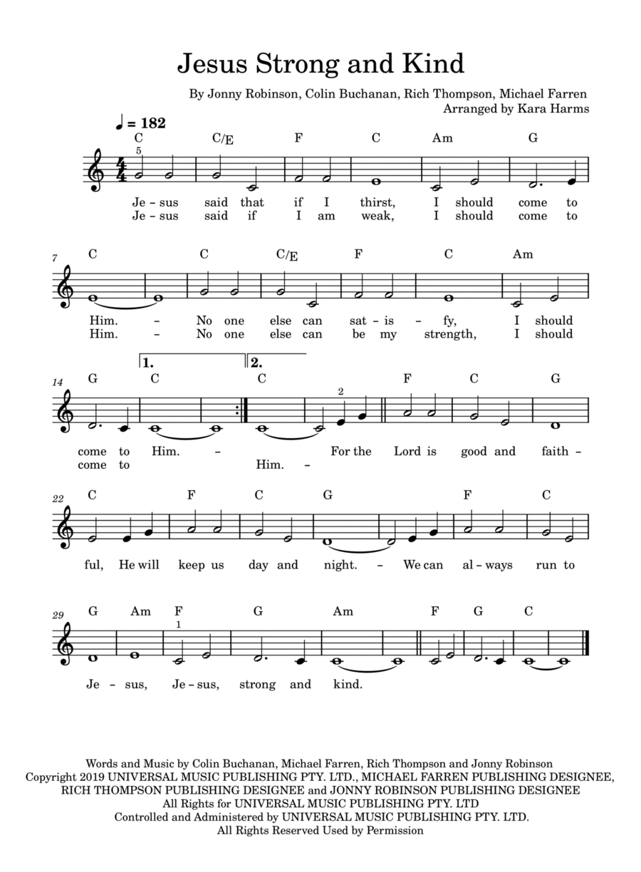 Jesus, Strong And Kind Jesus, Strong And Kind Easy Piano scores gallery preview page 1