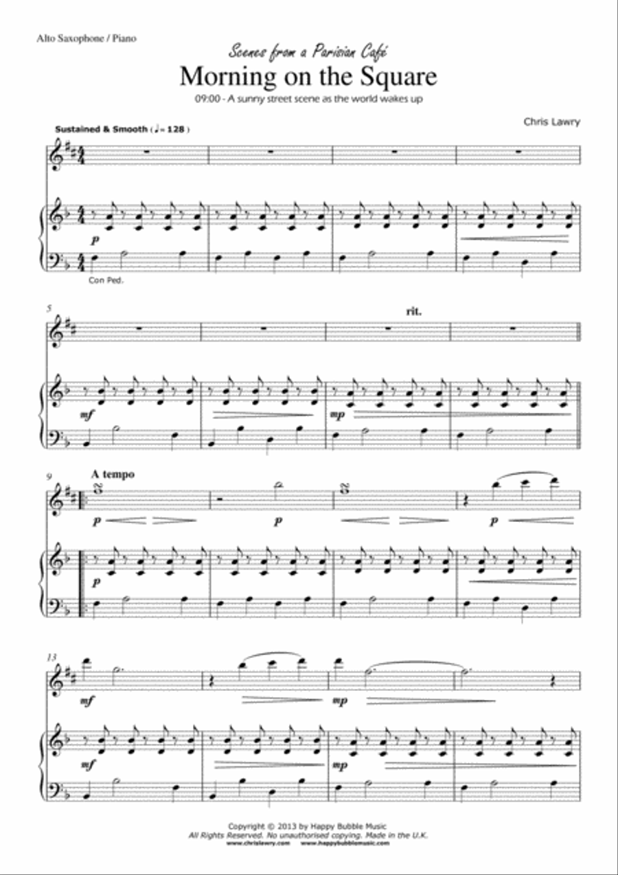 Scenes from a Parisian Cafe - Alto Saxophone & Piano - Complete Score of 14 Short Concert Pieces Alto Saxophone scores gallery preview page 5