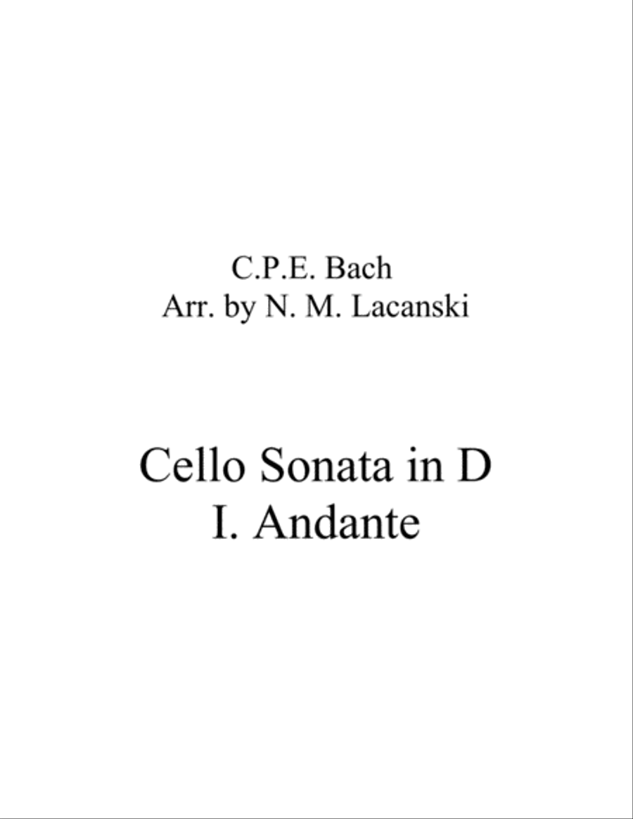 Cello Sonata in D I. Andante Piano scores gallery preview page 1