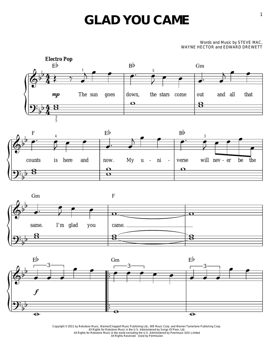 Glad You Came Voice scores gallery preview page 1