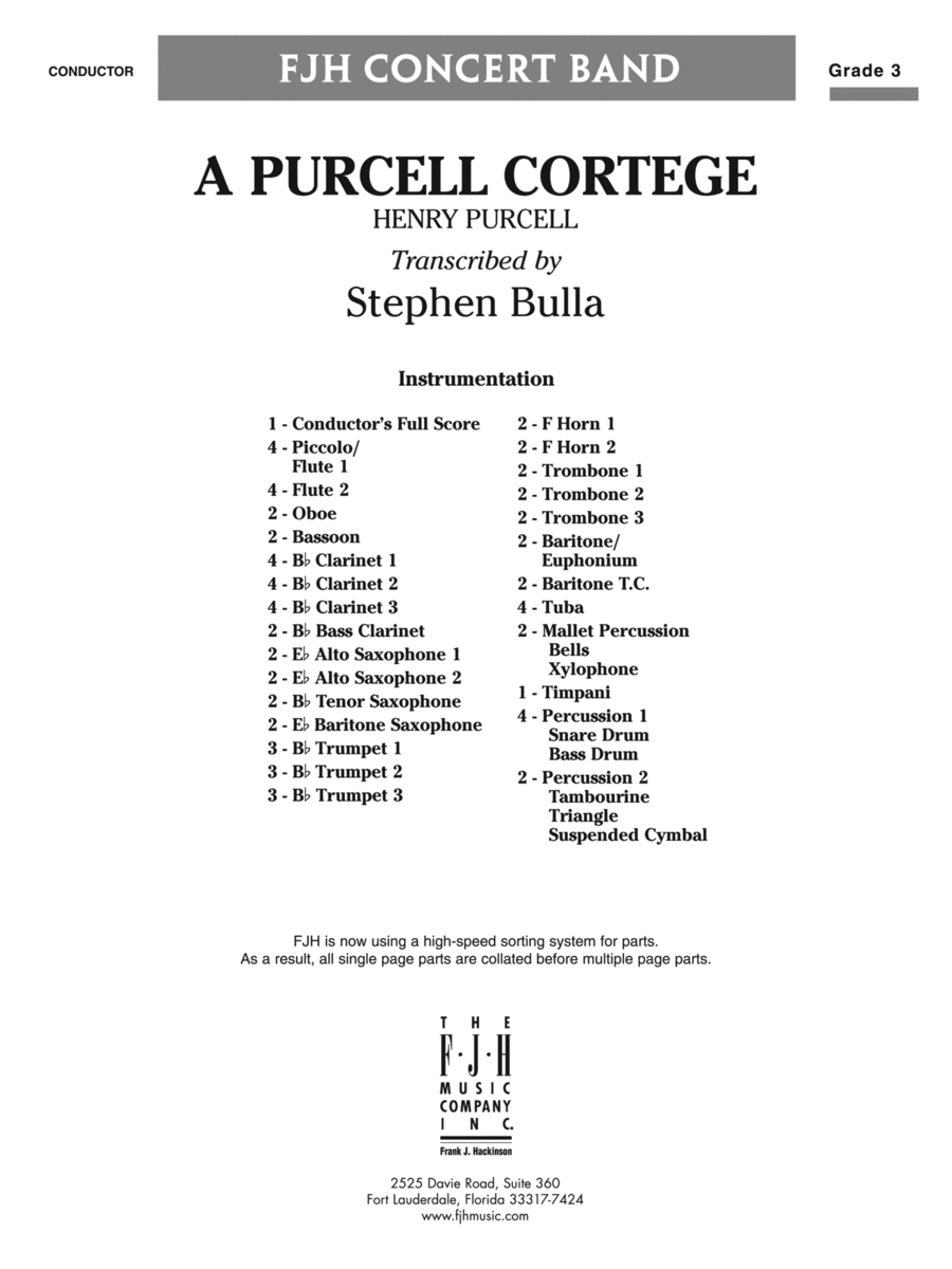 A Purcell Cortege: Score A Purcell Cortege: Score Concert Band scores gallery preview page 1