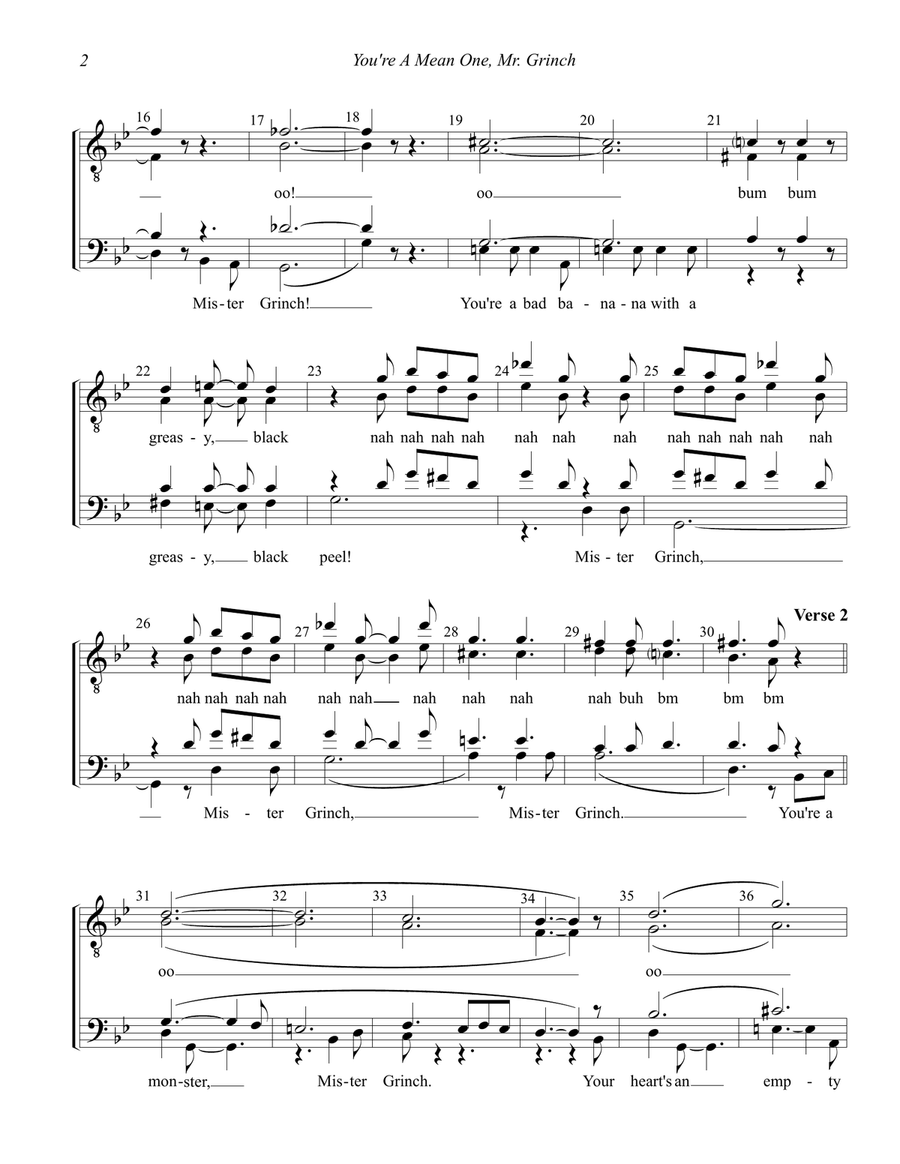 You're A Mean One, Mr. Grinch TTBB scores gallery preview page 2