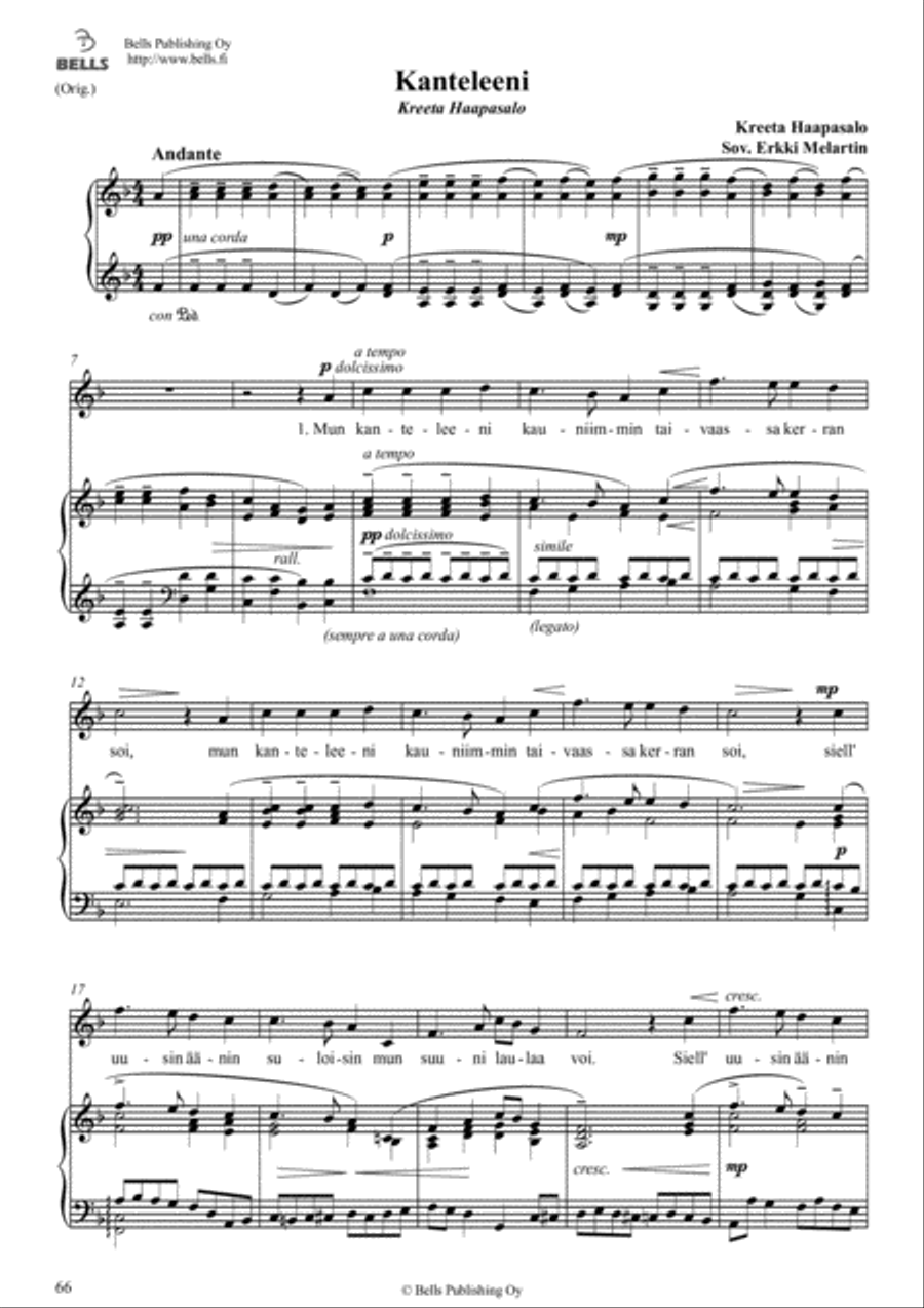 Kanteleeni (Original key. F Major) Voice Solo scores gallery preview page 1