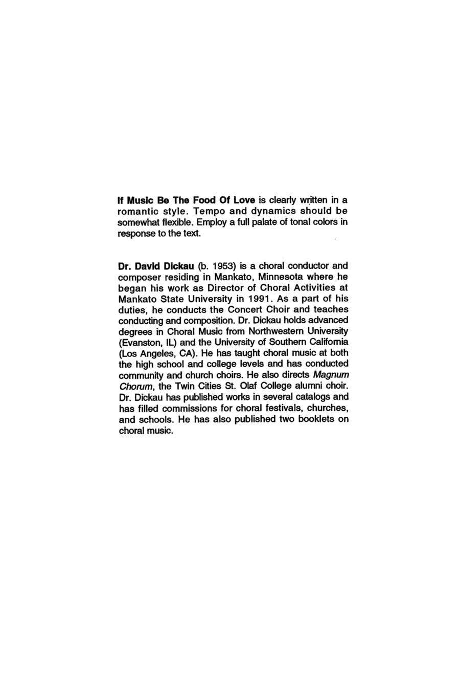 If Music Be The Food Of Love (Downloadable Choral Score)