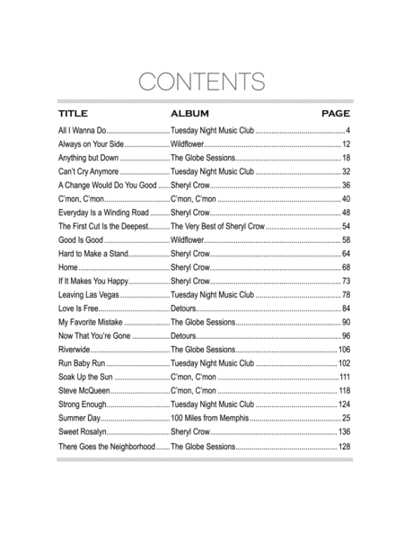 Sheryl Crow: Sheet Music Anthology