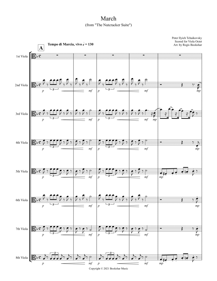 March (from "The Nutcracker Suite") (F) (Viola Octet)