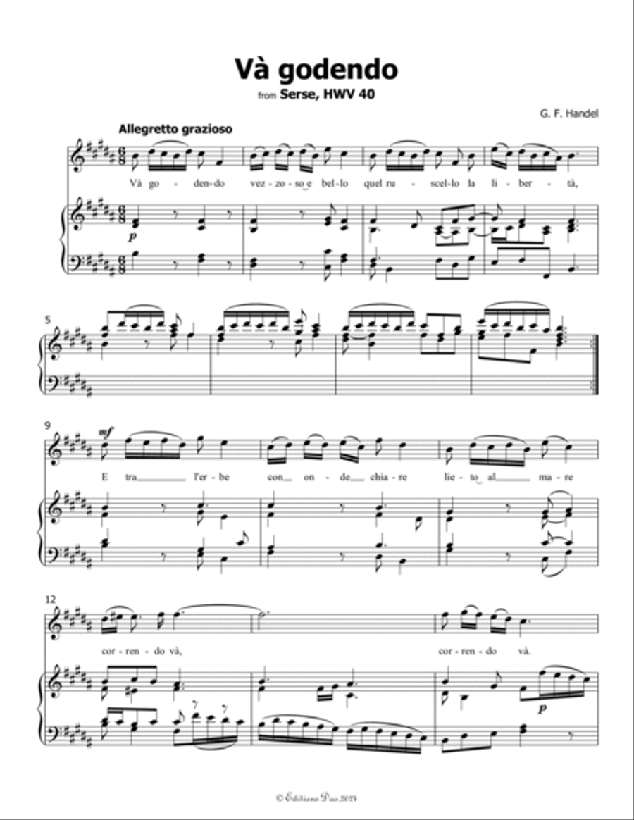 Và godendo, by Handel, in B Major Voice scores gallery preview page 3