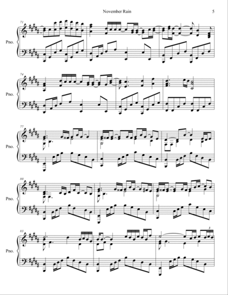 November Rain Piano Solo scores gallery preview page 6