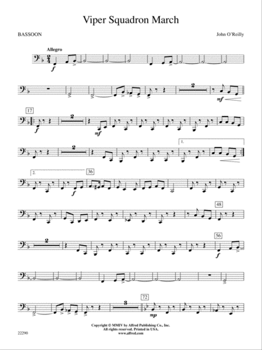 Viper Squadron March: Bassoon Concert Band scores gallery preview page 1