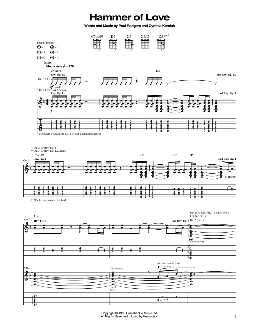 Hammer Of Love Acoustic Guitar scores gallery preview page 1