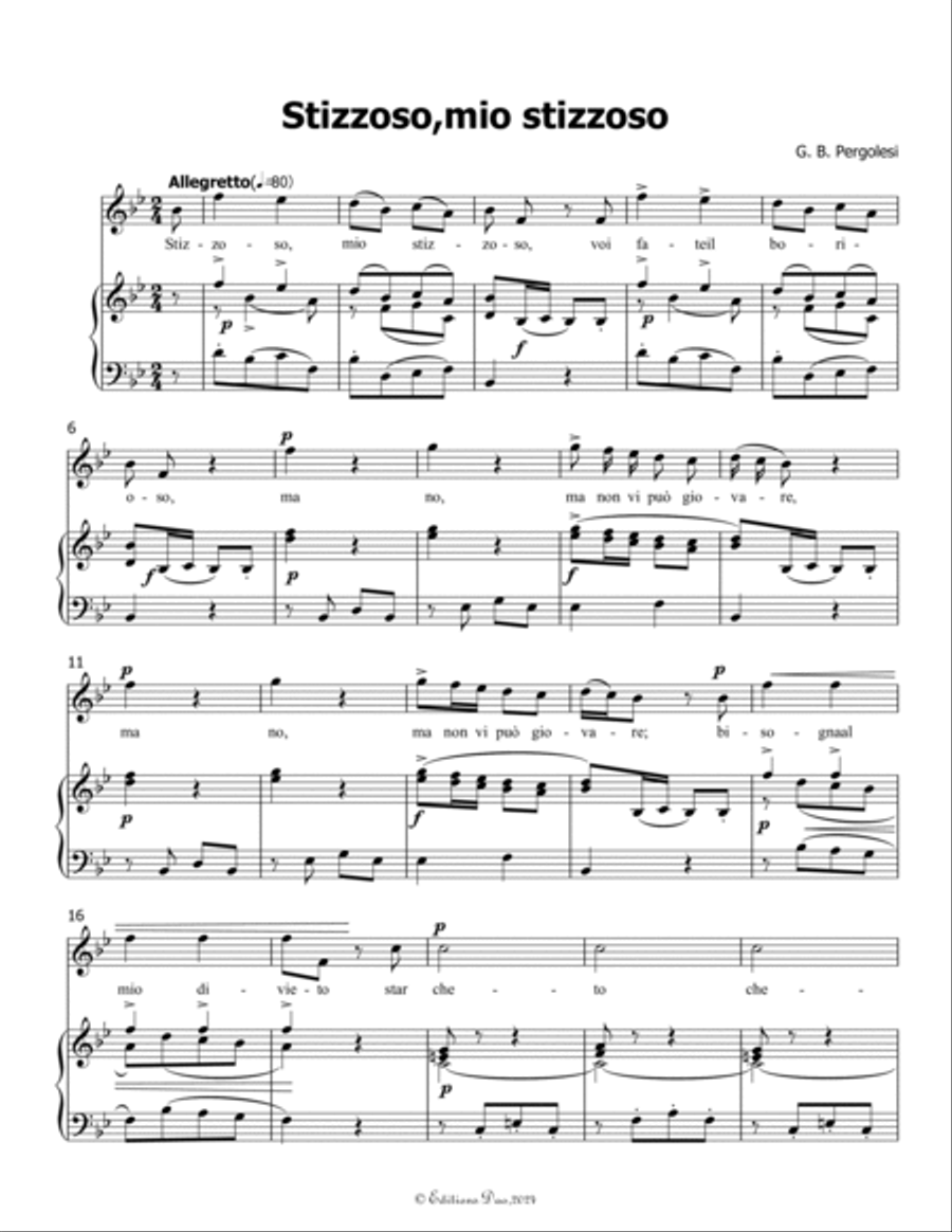 Stizzoso,mio stizzoso,by Pergolesi,in B flat Major Voice scores gallery preview page 3