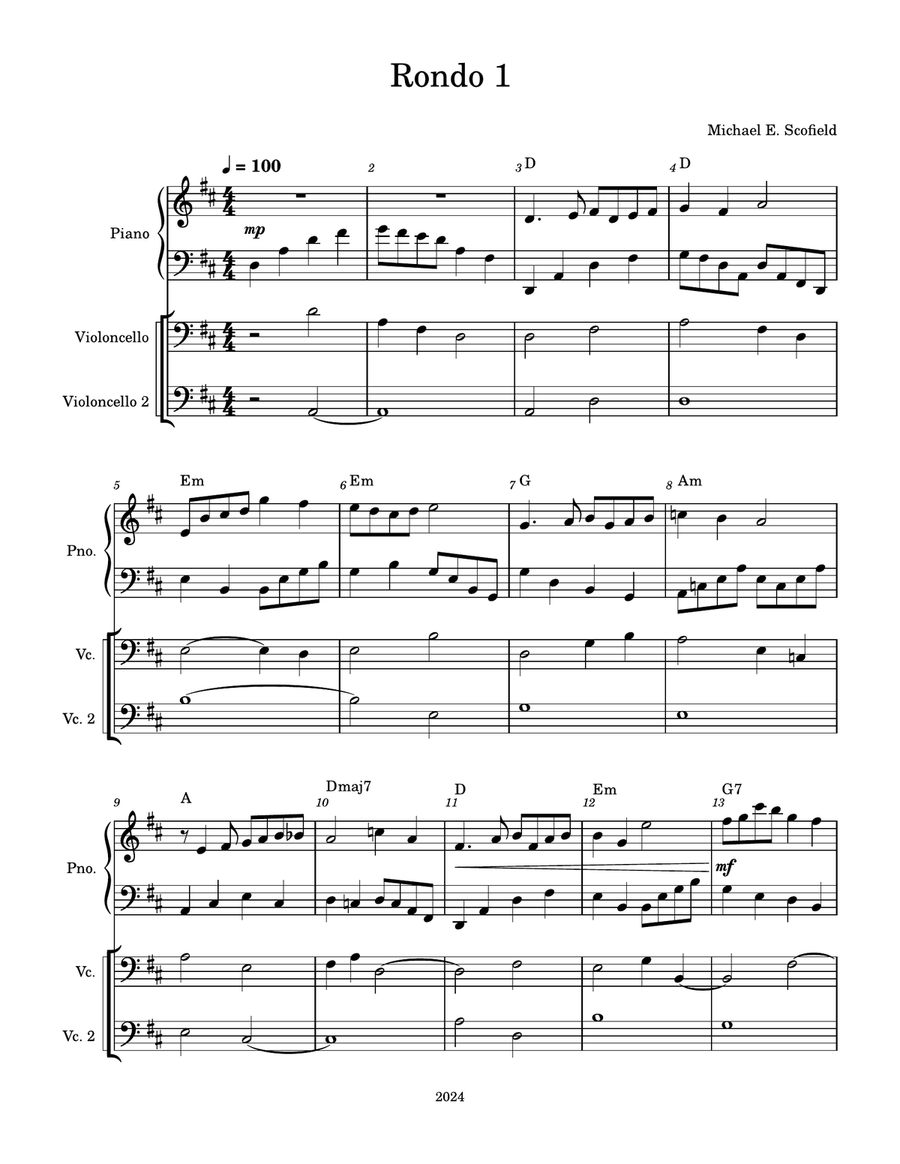 Rondo for Piano and Two Cellos Piano Solo scores gallery preview page 1
