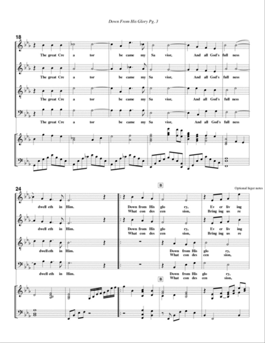 Down From His Glory--SATB/Piano.pdf 4-Part scores gallery preview page 4