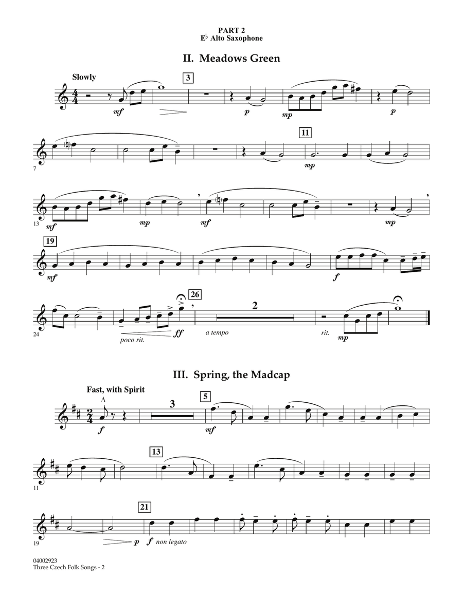 Three Czech Folk Songs - Pt.2 - Eb Alto Saxophone Concert Band scores gallery preview page 2