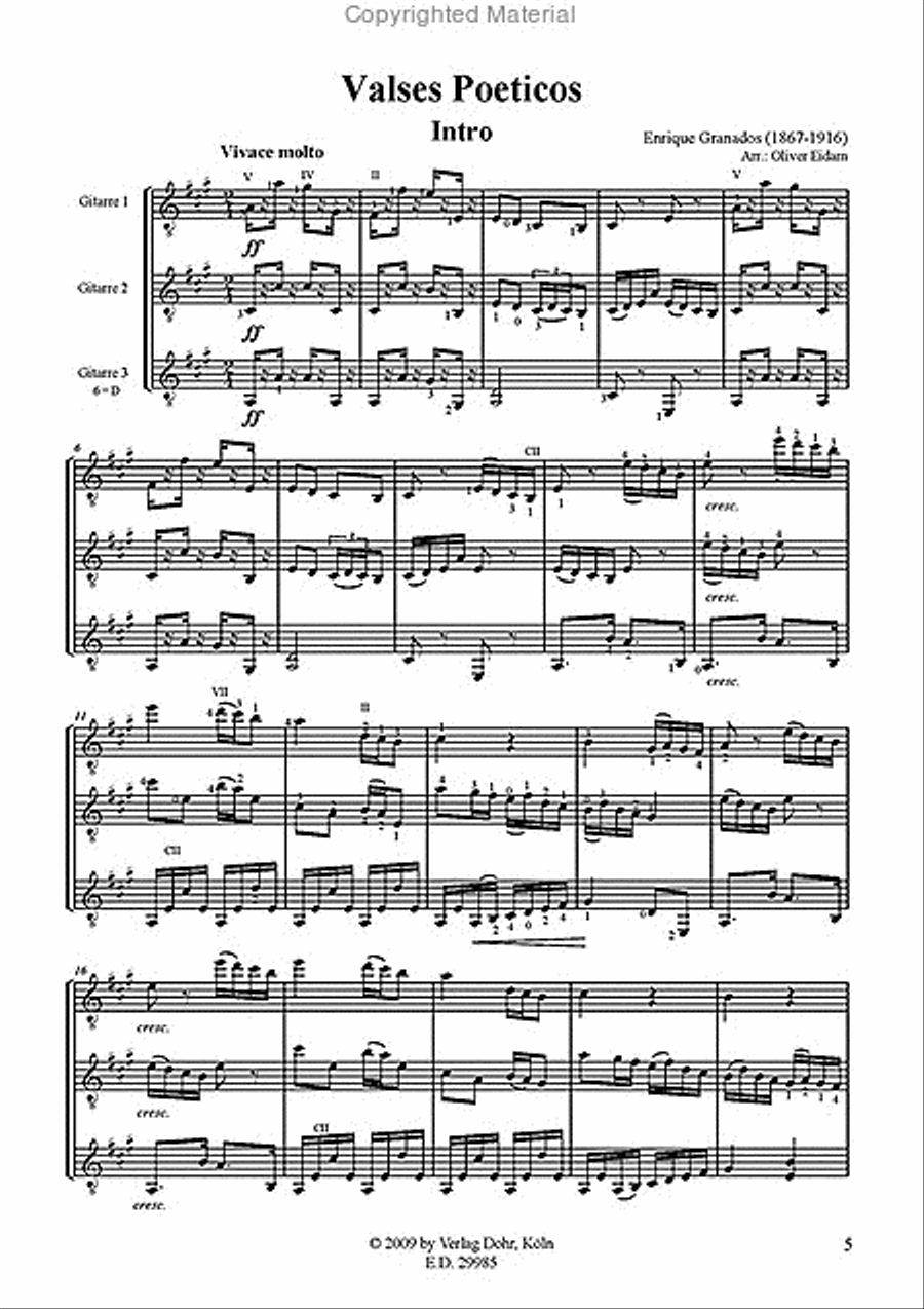 Valses Poeticos (für Gitarren-Trio) Guitar Ensemble scores gallery preview page 2
