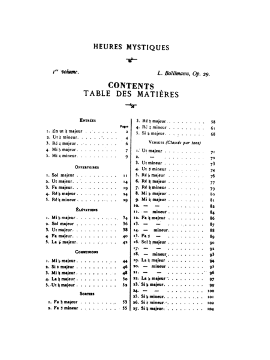 Heures Mystiques (Urtext) (Op. 29), Volume 1