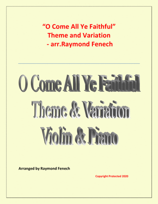 Book cover for O Come All Ye Faithful (Adeste Fidelis) - Theme and Variation for Violin/ solo Violin and Piano - Ad