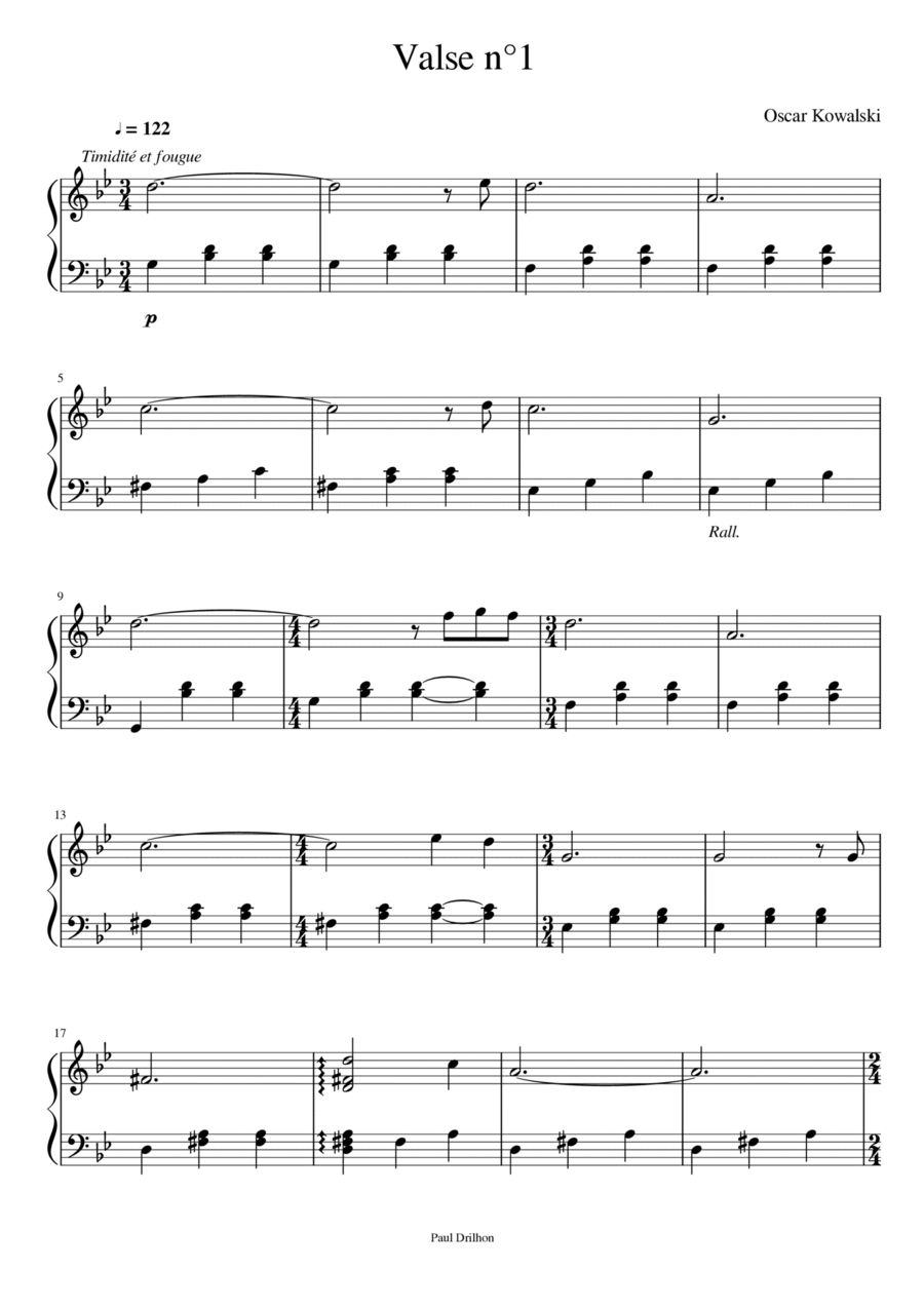 Valse n°1 Piano scores gallery preview page 1