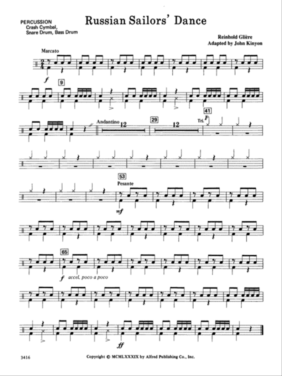 Russian Sailors' Dance: 1st Percussion Concert Band scores gallery preview page 1