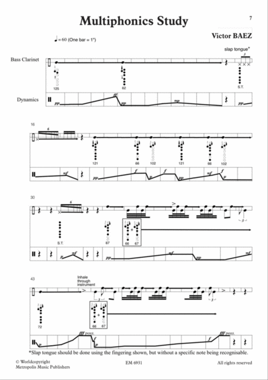 Multiphonic Study for Solo Bass Clarinet Bass Clarinet scores gallery preview page 2