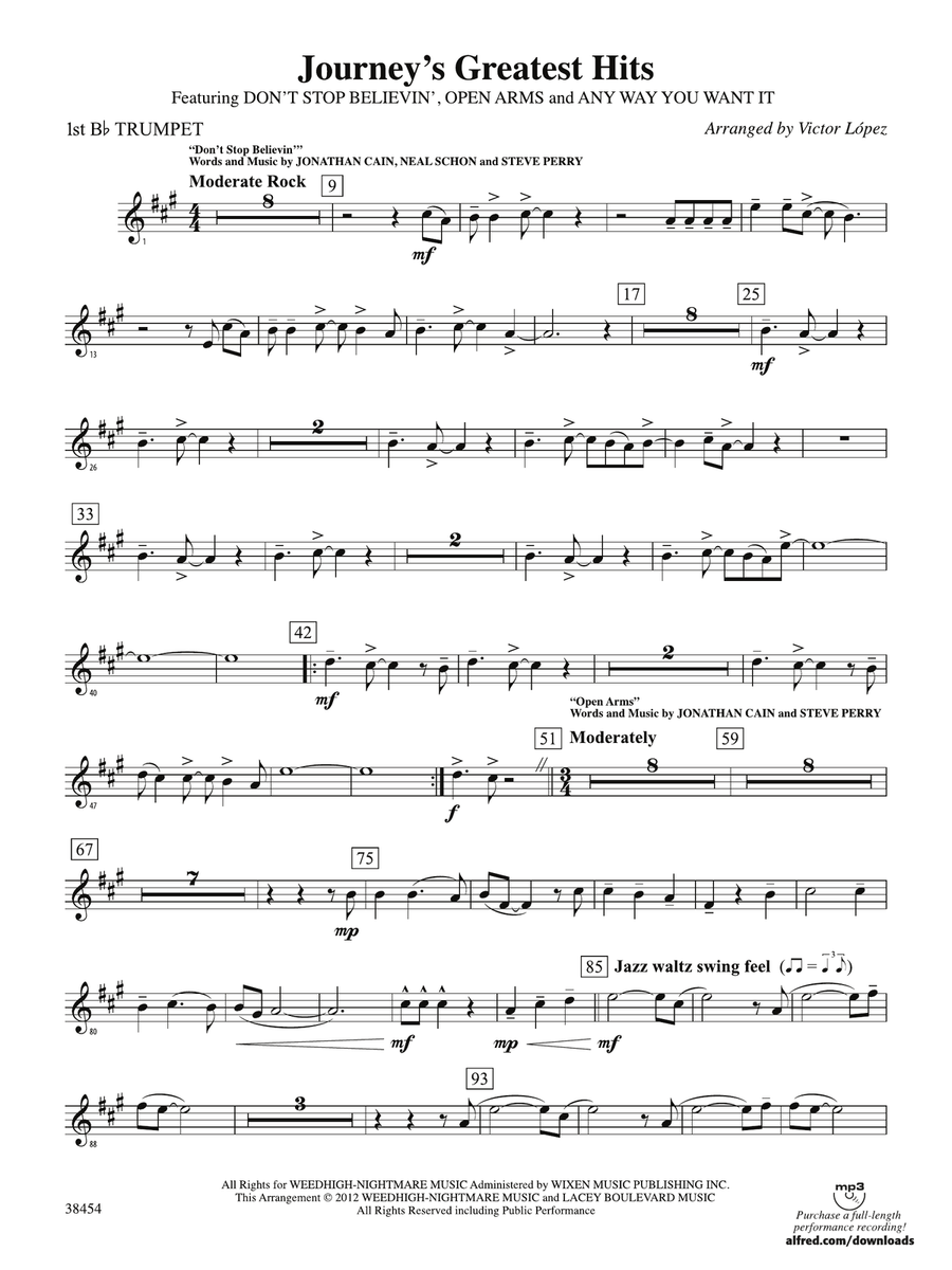 Journey's Greatest Hits: 1st B-flat Trumpet