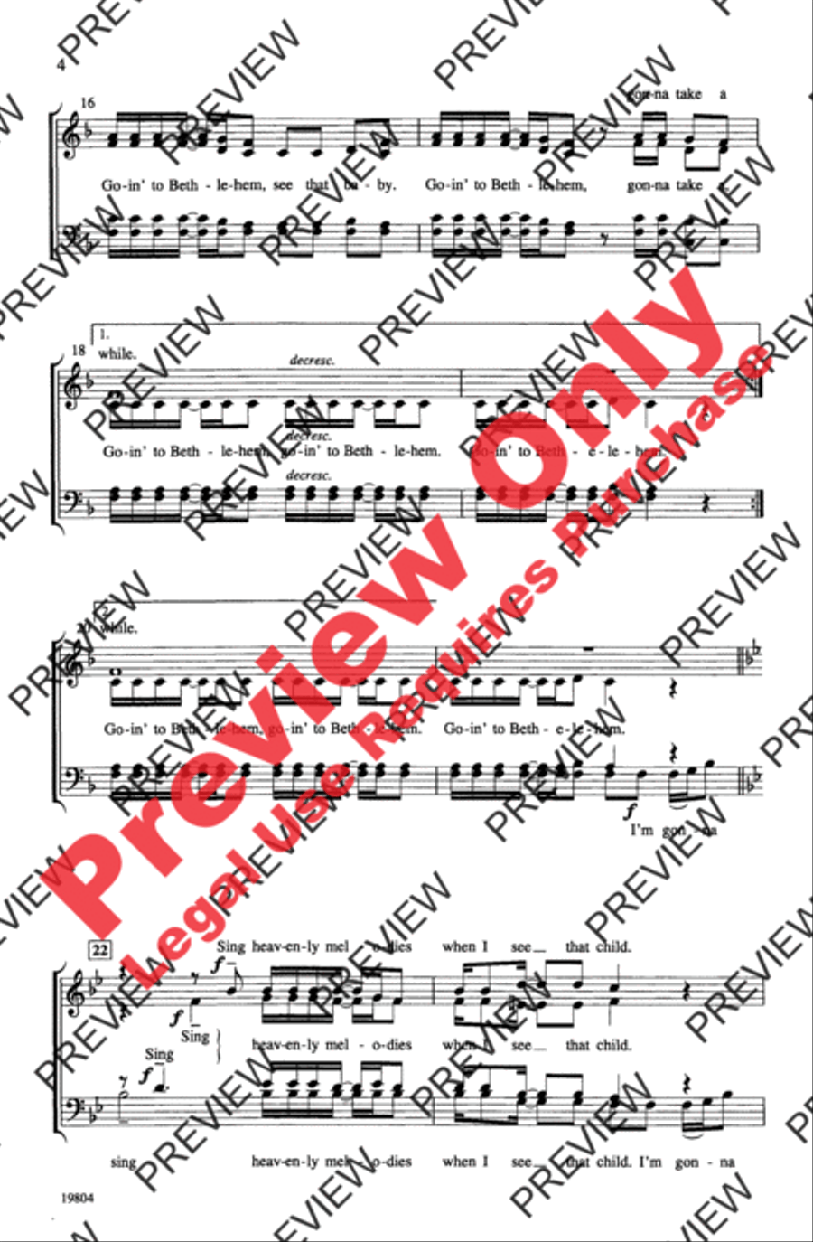Goin' to Bethlehem 4-Part scores gallery preview page 4