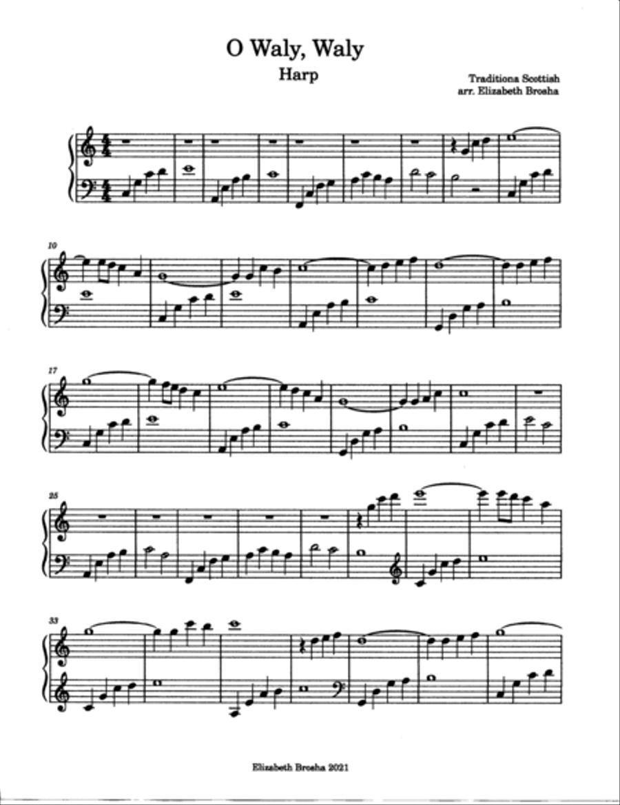 O Waly, Waly Harp Solo Harp scores gallery preview page 2